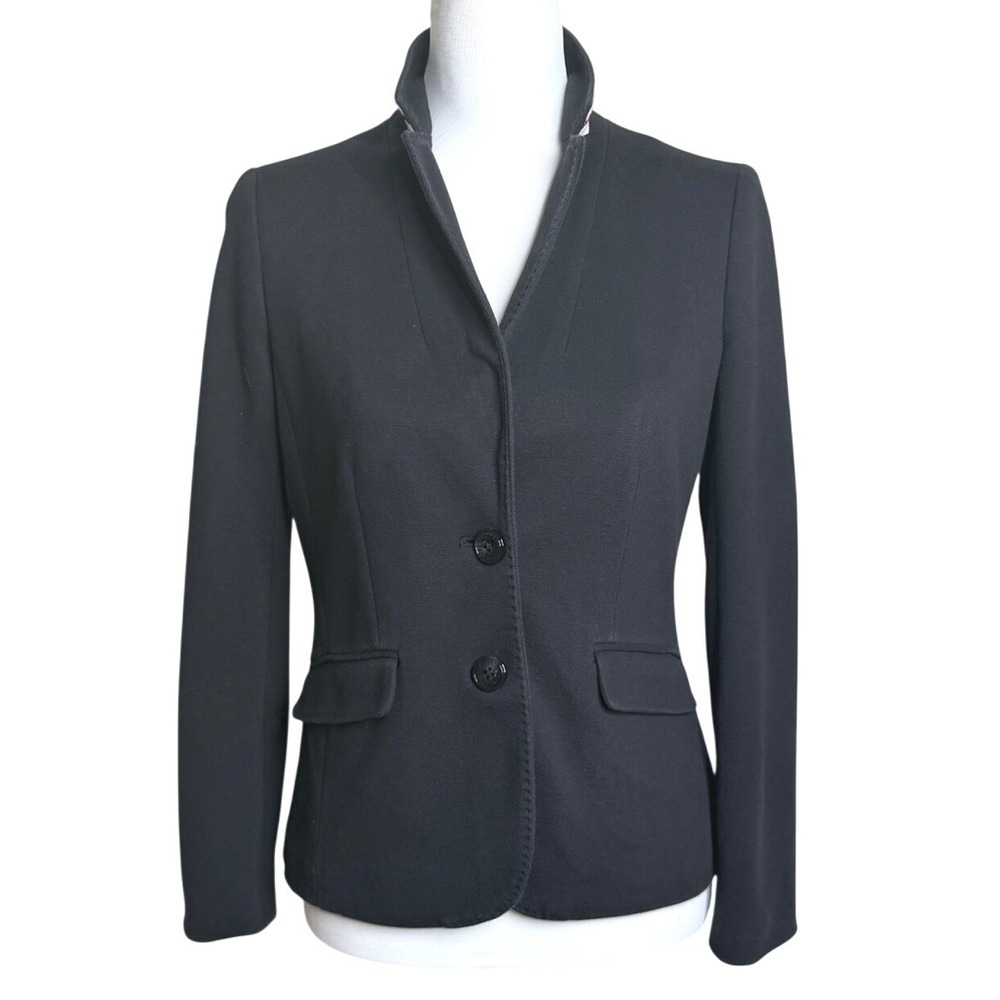 Talbots Aberdeen Knit Two Button Career Jacket Black Women 4P